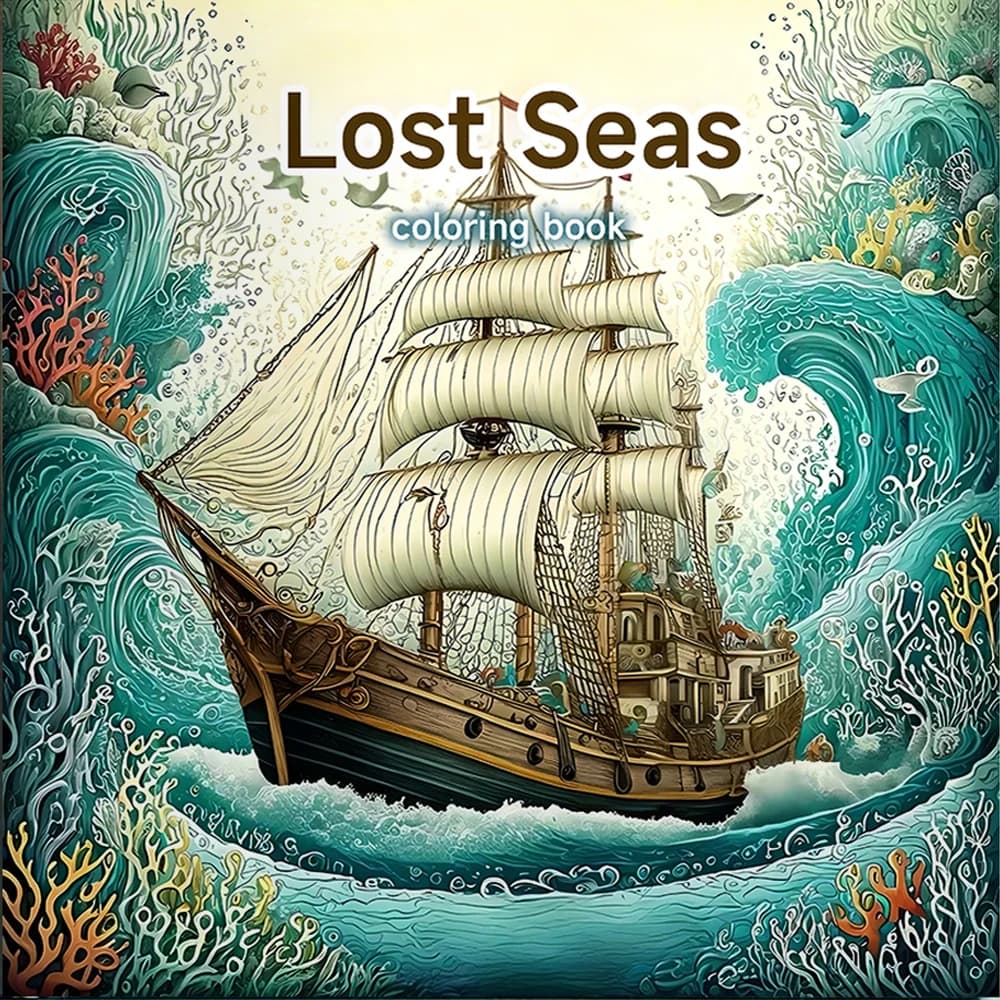 Lost Seas Coloring Book 24 Page Adult Picture Books Gift Birthday Party Relieve Stress Kill Time Graffiti Painting Drawing Art