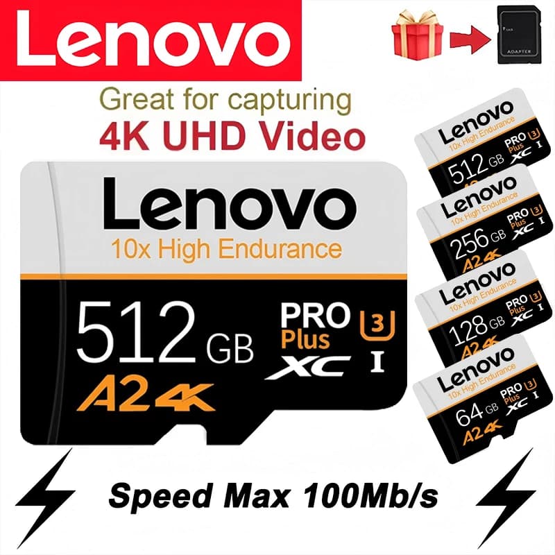 Waterproof Lenovo TF Cards Memory Card Micro TF SD SD Cards 512GB 256GB 128GB A2 for Tablet / Phone / GoPro / Laptop / Phone