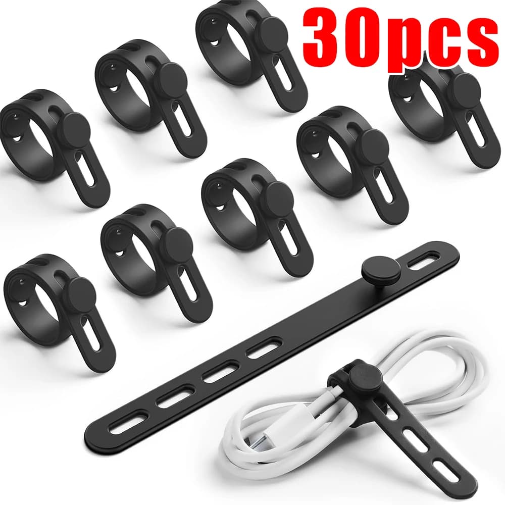 Fascette per cavi in silicone Fascette per cavi regolabili elastiche morbide Fascio di cavi Organizzatore Avvolgimento Gestione dei cavi riutilizzabile con fibbia di bloccaggio