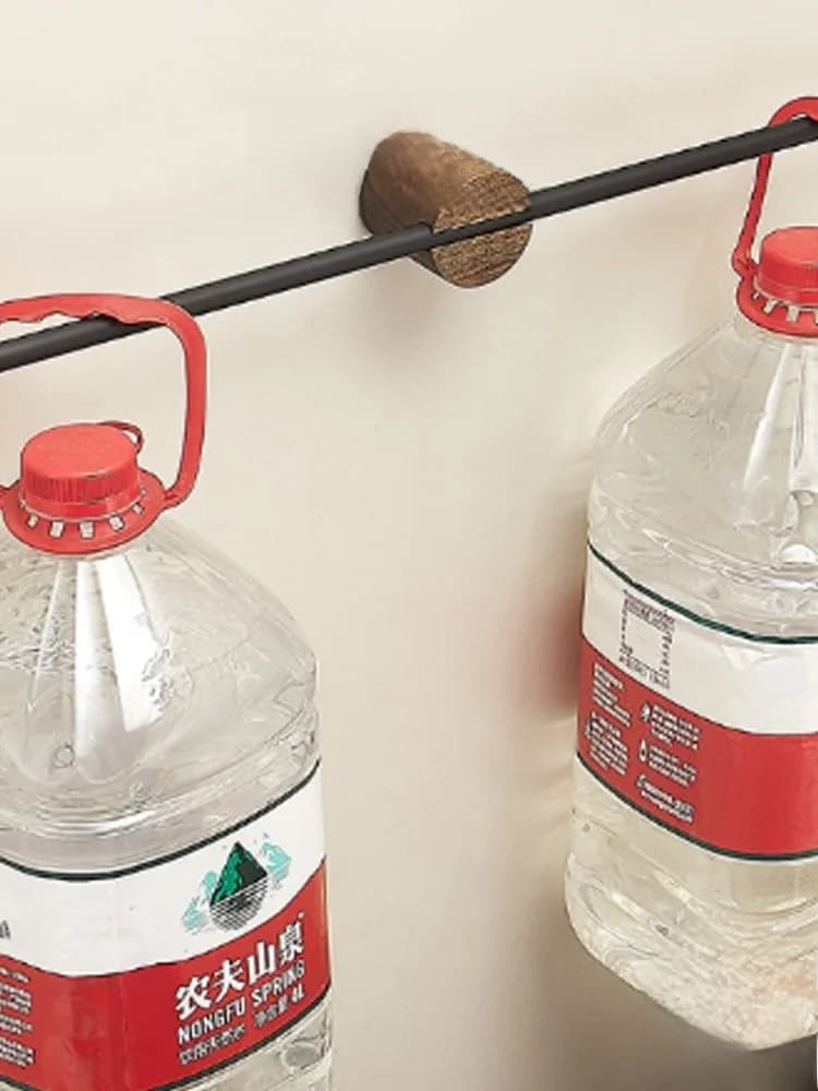 Portasciugamani singolo da parete in legno di noce, orizzontale, JOJOS L PDline, organizer per accessori da bagno