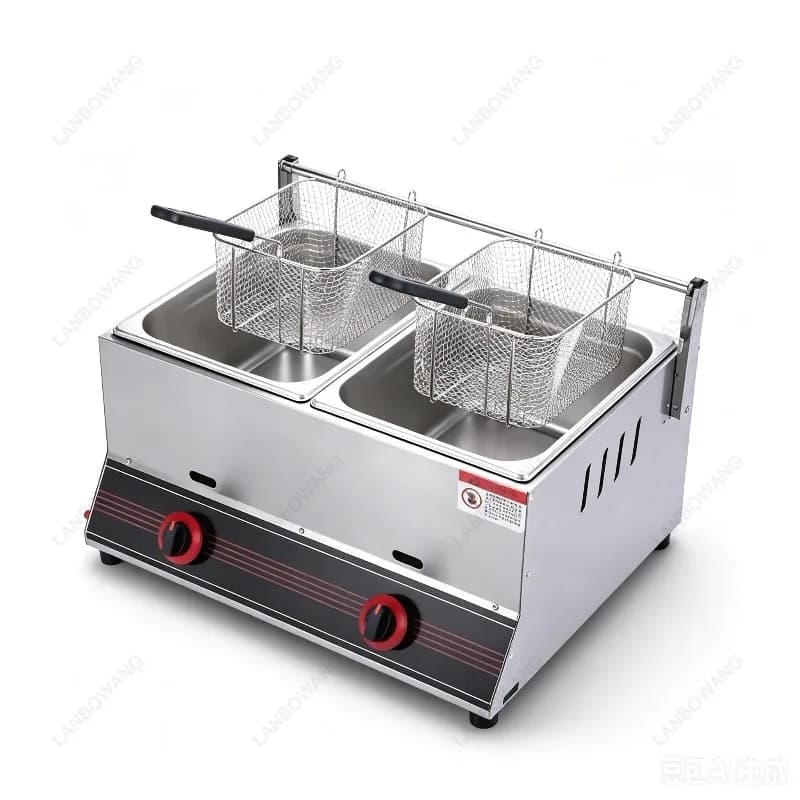 Commercial Gas Deep Fryer Liquefied Petroleum Gas Deep Fat Frying Pan Restaurant Cooking Processing Equipment