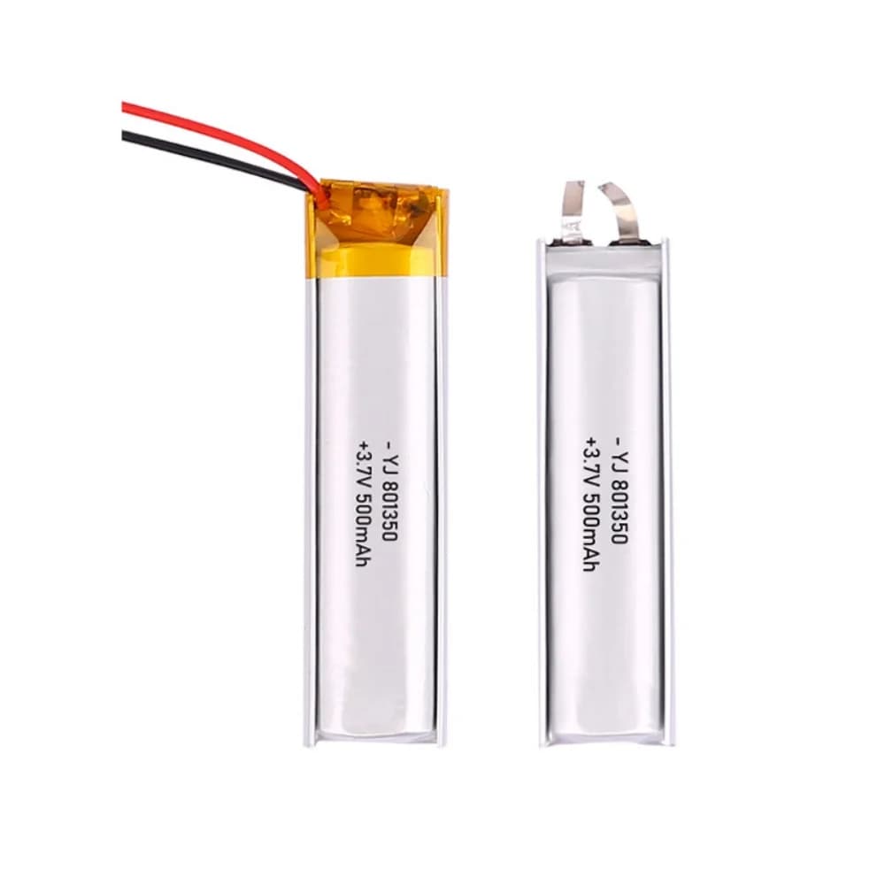 Batteria ricaricabile LiPo ai polimeri di litio da 3,7 V 500 mAh 801350 Per auricolare Bluetooth, strumento di bellezza, selfie stick, spray, ecc.