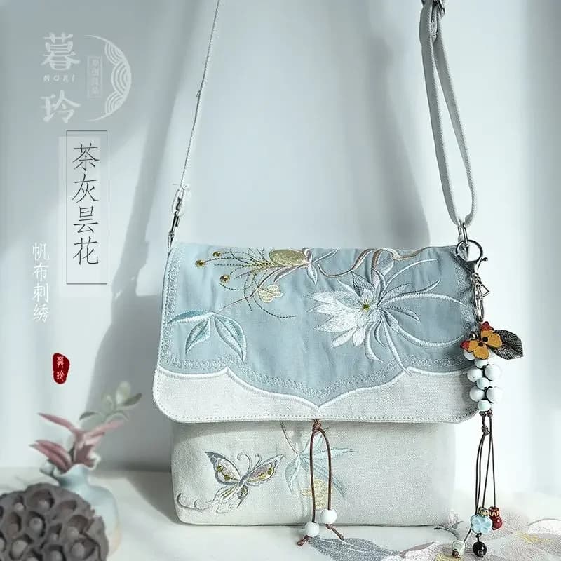 Summer Chinese Retro Embroidered Multi Compartment Hand-Held Crossbody Zipper Change Small Mobile Phone Bag