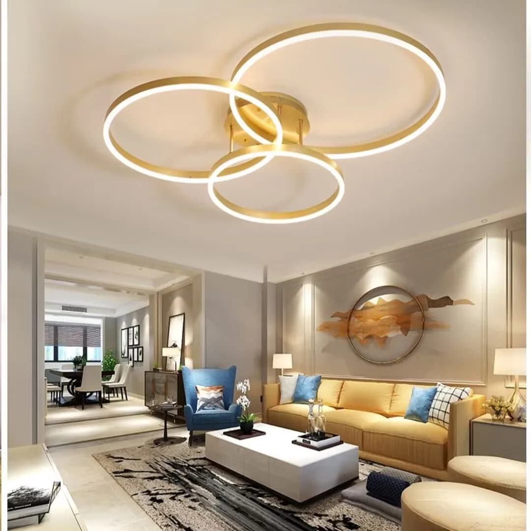 Simple and luxurious ceiling lamp, multi ring combined LED lamp, aluminum layer distributed large lamp, circular pendant lamp