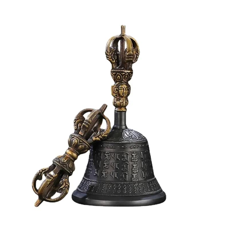 Nepal Tibetan Buddhist Vajrayana Vajra Dorje Benza Bell Pestle Musical Instruments Pure Copper Puja Supplies Dharma Utensils