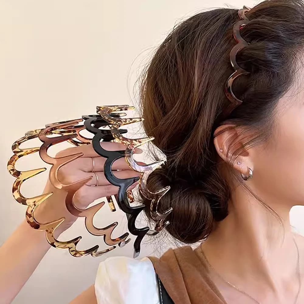Donne coreane Pettine per capelli Fascia antiscivolo Cerchietti per capelli a forma di U in plastica Denti fissi Soffici fasce per capelli superiori Copricapi Accessori per capelli