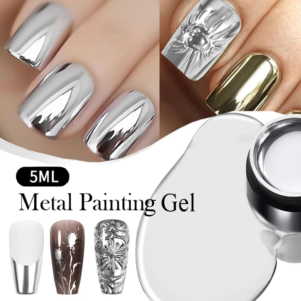 BORN PRETTY Sliver Metal Effect Line Fiore Disegno Gel Soak Off Colori trasparenti 5g Pittura Gel Smalto UV Nail Art Gel Varni
