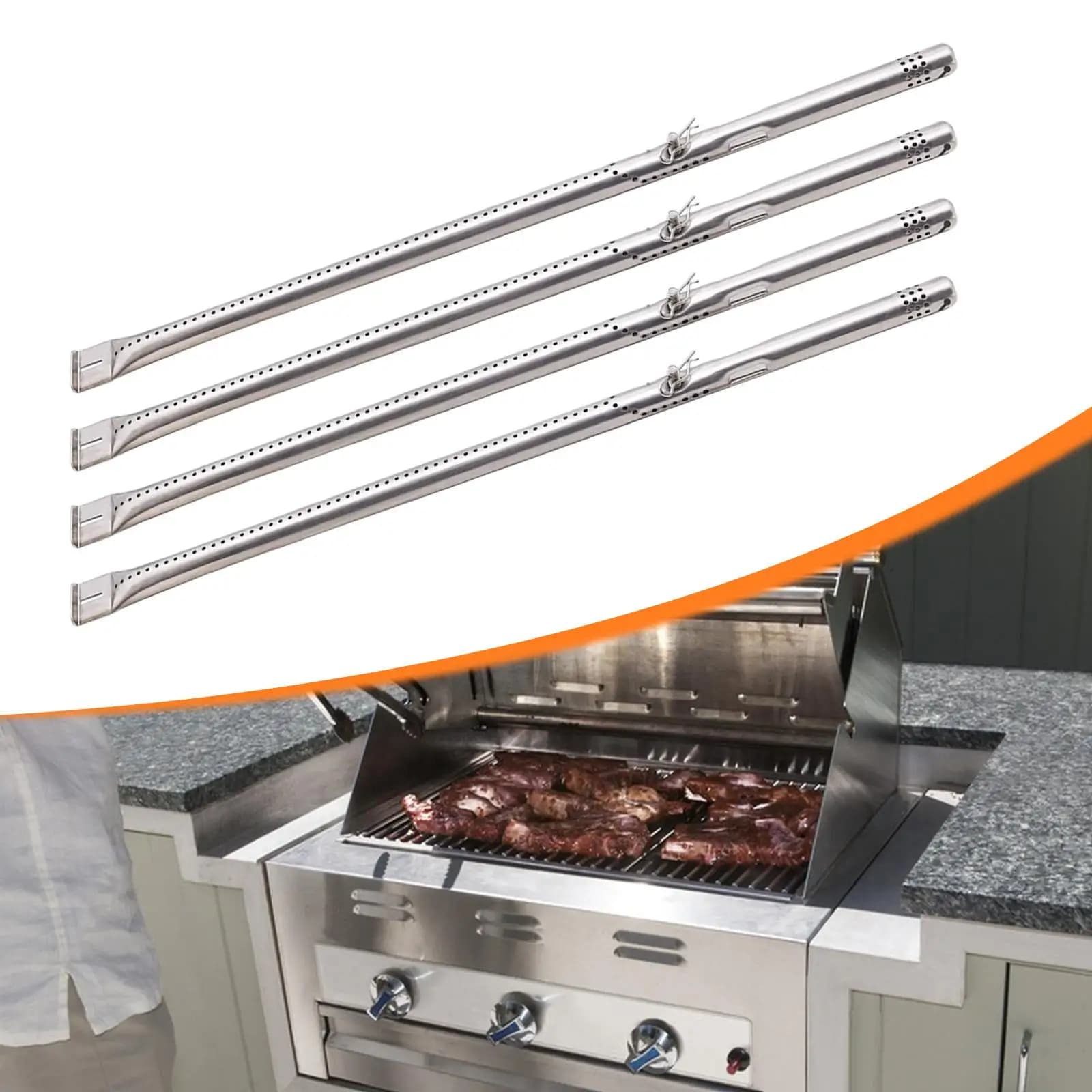 Tubi Bruciatore in Acciaio Inossidabile per Griglia, Componenti di Ricambio per Barbecue, Componenti di Ricambio per Griglie di Cottura