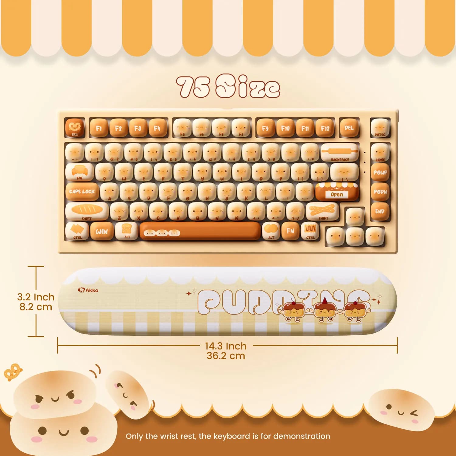 Akko Pudding Buns Tastiera poggiapolsi ergonomico morbida schiuma Lycra + PU facile digitazione sollievo dal dolore antiscivolo per ufficio casa giocatore