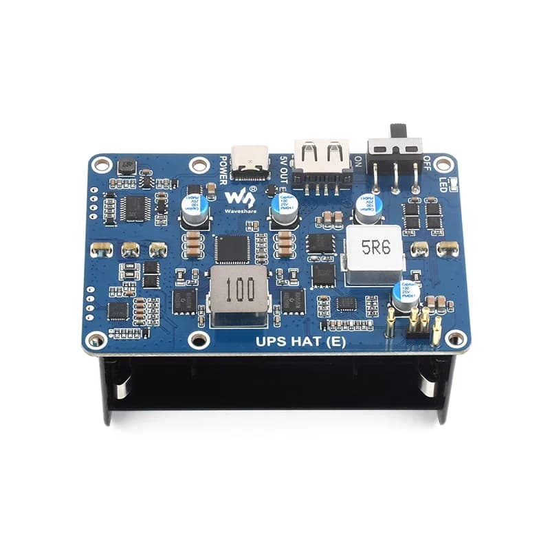 Raspberry Pi 5 UPS HAT (E) 5V 6A Uninterruptible Power Supply Supports 4x21700 Li Batteries (Not Included) Pogo Pins Connector