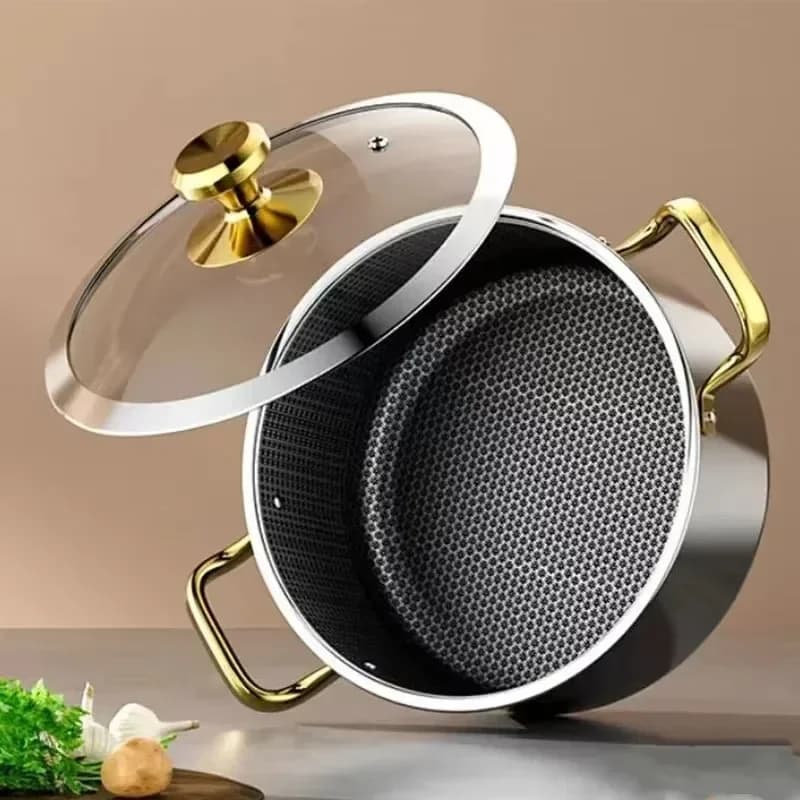 304 Stainless Steel Soup Pot Non-stick Honeycomb Pen with lid Hot pot for domestic use Gas stove Universal pan