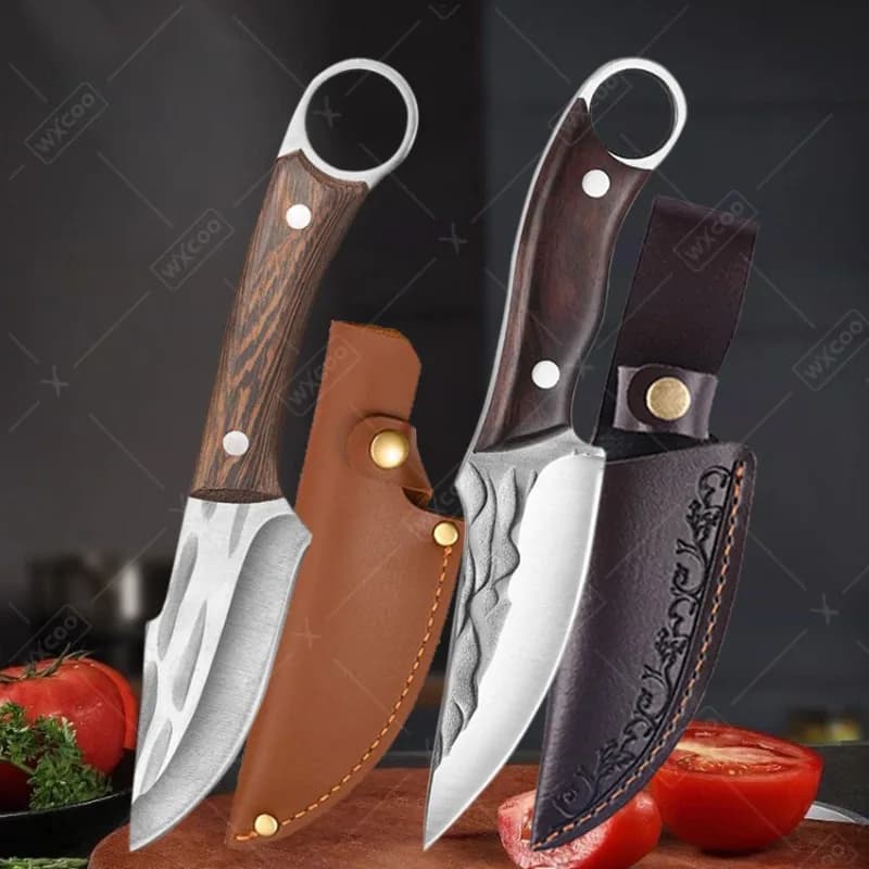 Kitchen knife knife for boneless mannaia for meat hand forged butcher knife stainless steel for wooden handle for domestic use