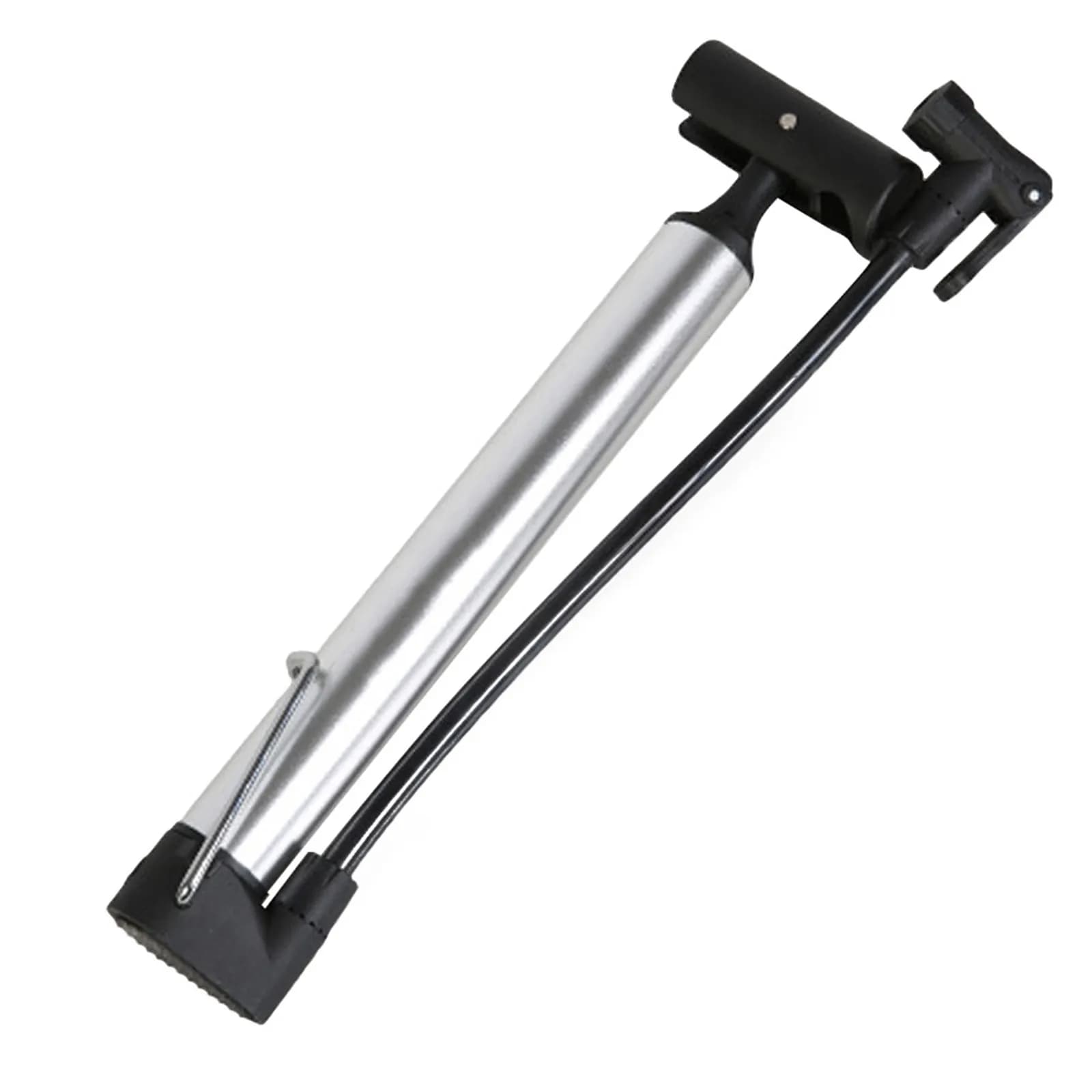 Pompa da Pavimento Portatile per Pneumatici Bici, Mini Pompa Manuale ad Alta Pressione Argento, Compatibile con Valvole per Biciclette, Moto e Palloni
