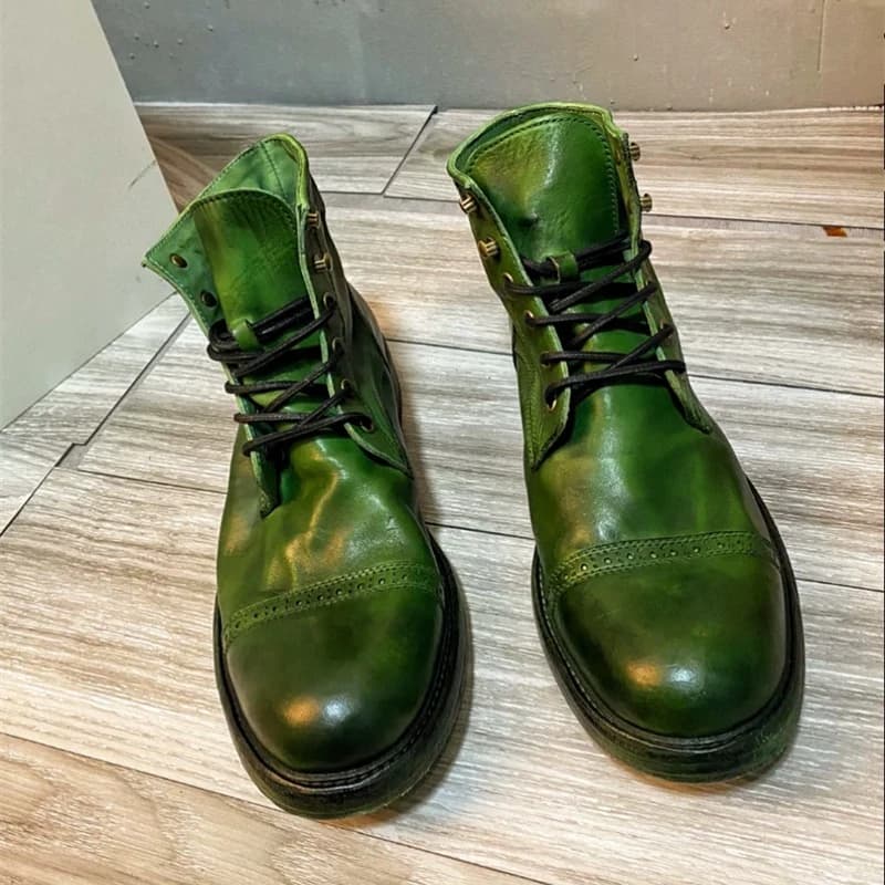 Scarpe di Sicurezza di Lusso per Uomo in Vera Pelle, Stivali da Lavoro e Trekking, Stile Americano Vintage, Stivali da Moto, Botines Hombre