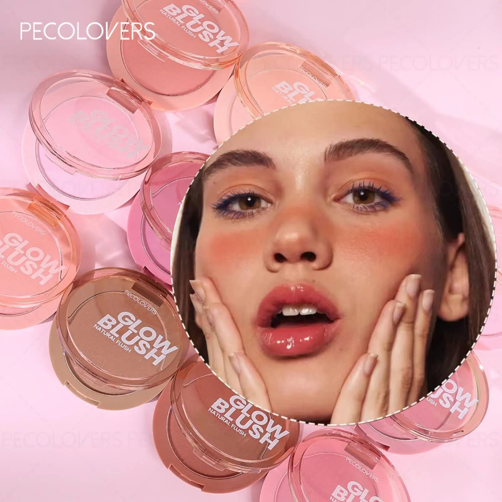 1PC Blush satinato effetto shimmer, stick illuminante e contorno idratante color pesca-rosa. Liscio e Impermeabile