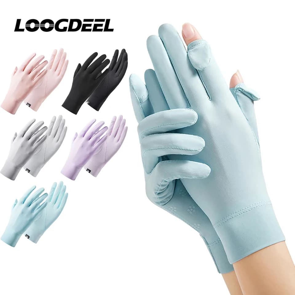 Guanti Traspiranti Anti-UV in Seta Ghiacciata per Guida, Corsa e Ciclismo, Sottili con Silicone, per Uomo e Donna