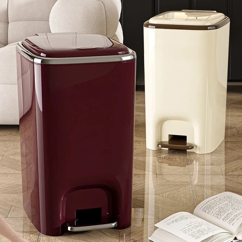 Large‑Capacity Foot‑Pedal Household Trash Can, Hands‑Free Step Garbage Bin with Lid, Practical Waste Paper Basket for Kitchen,