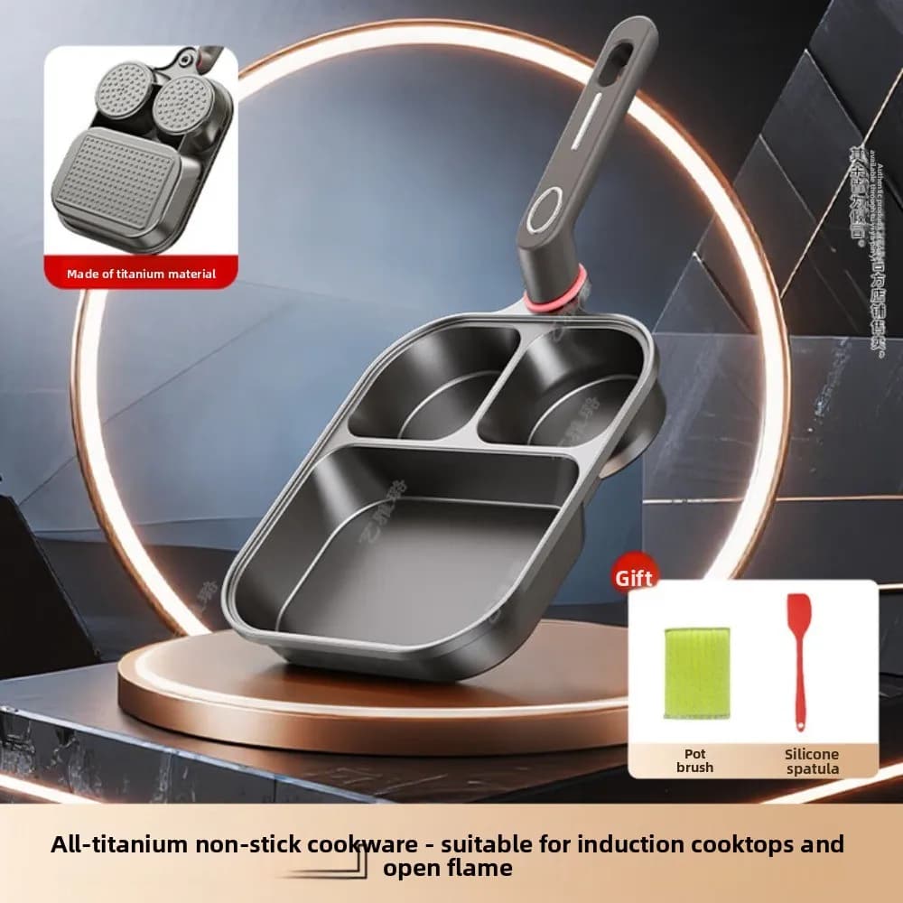 3-in-1 breakfast pan, flat bottom non-stick pan, universal for stove