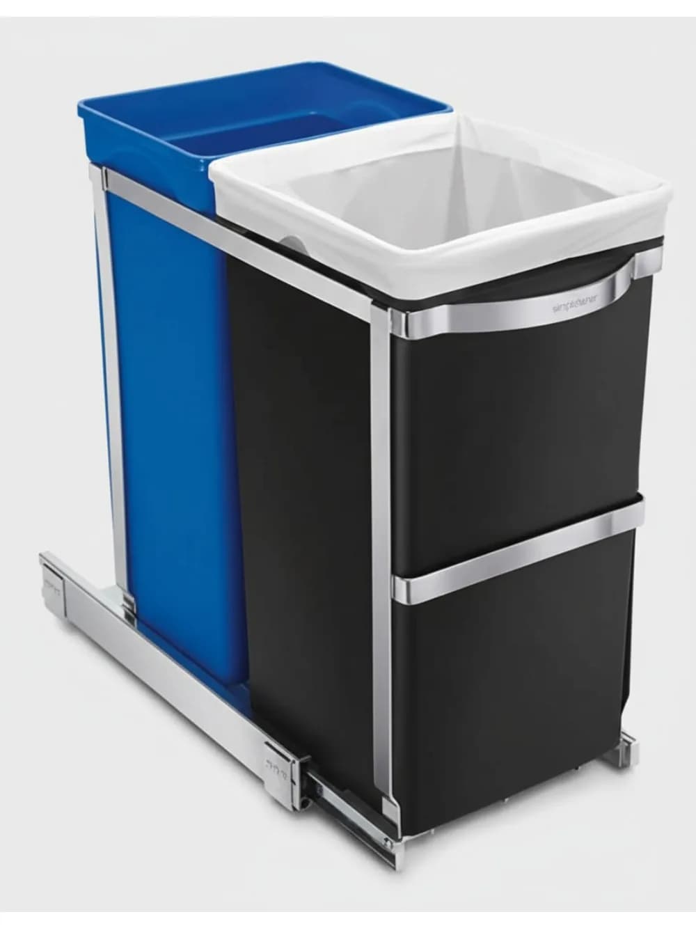 Contenitore per riciclaggio da cucina estraibile a doppio scomparto da 35 litri con binari con cuscinetti a sfera, facile installazione per case ecologiche
