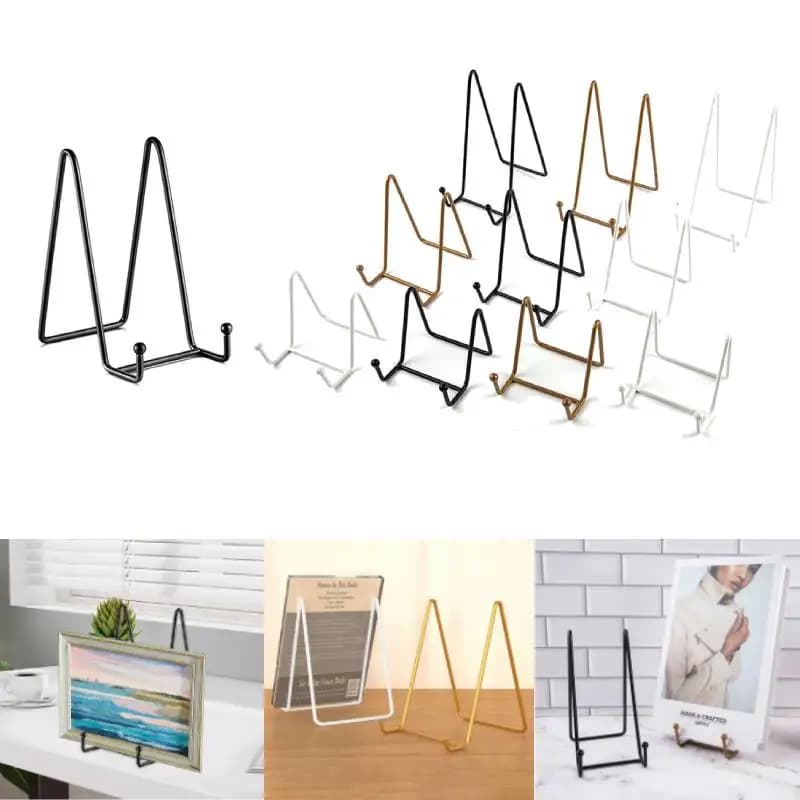 1 pezzo di supporti per piastre in metallo, espositore per piastre, cavalletto per foto, cornice per foto, piatto decorativo per foto, piatto da tavolo