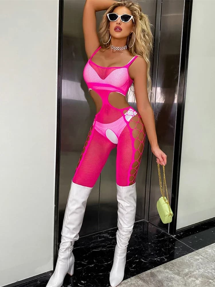 Prodotto sensuale per donne adulte Rete da pesca alla moda Calze per tutto il corpo Vestiti Tuta erotica Prospettiva a rete Lingerie attillata