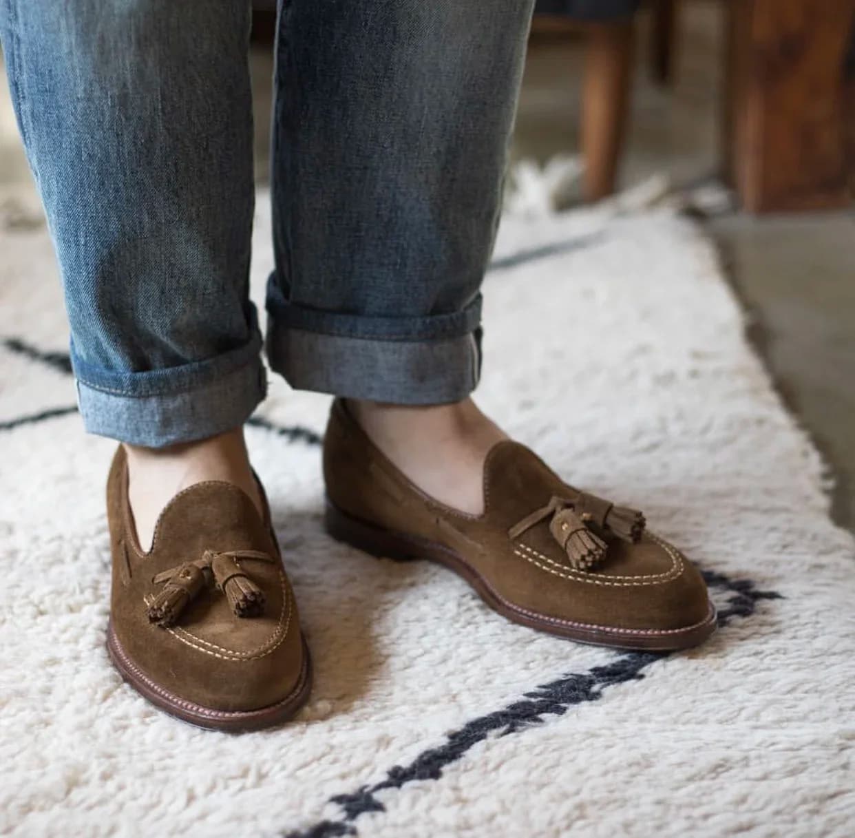 Scarpe casual da uomo in vera pelle nude, mocassini slip-on, scarpe pigre da uomo autunnali