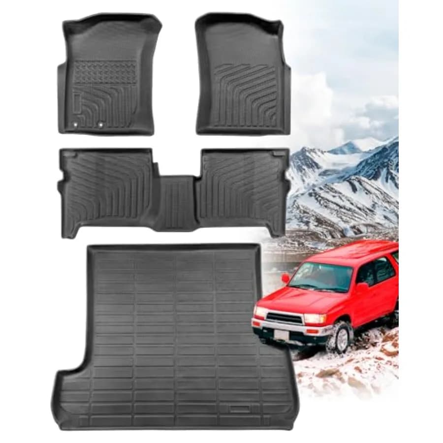 Tappetini Auto per Tutte le Stagioni per Toyota 4Runner 1996-2002, in Gomma Resistente Nera, Impermeabili e Durevoli con Bordi Rialzati