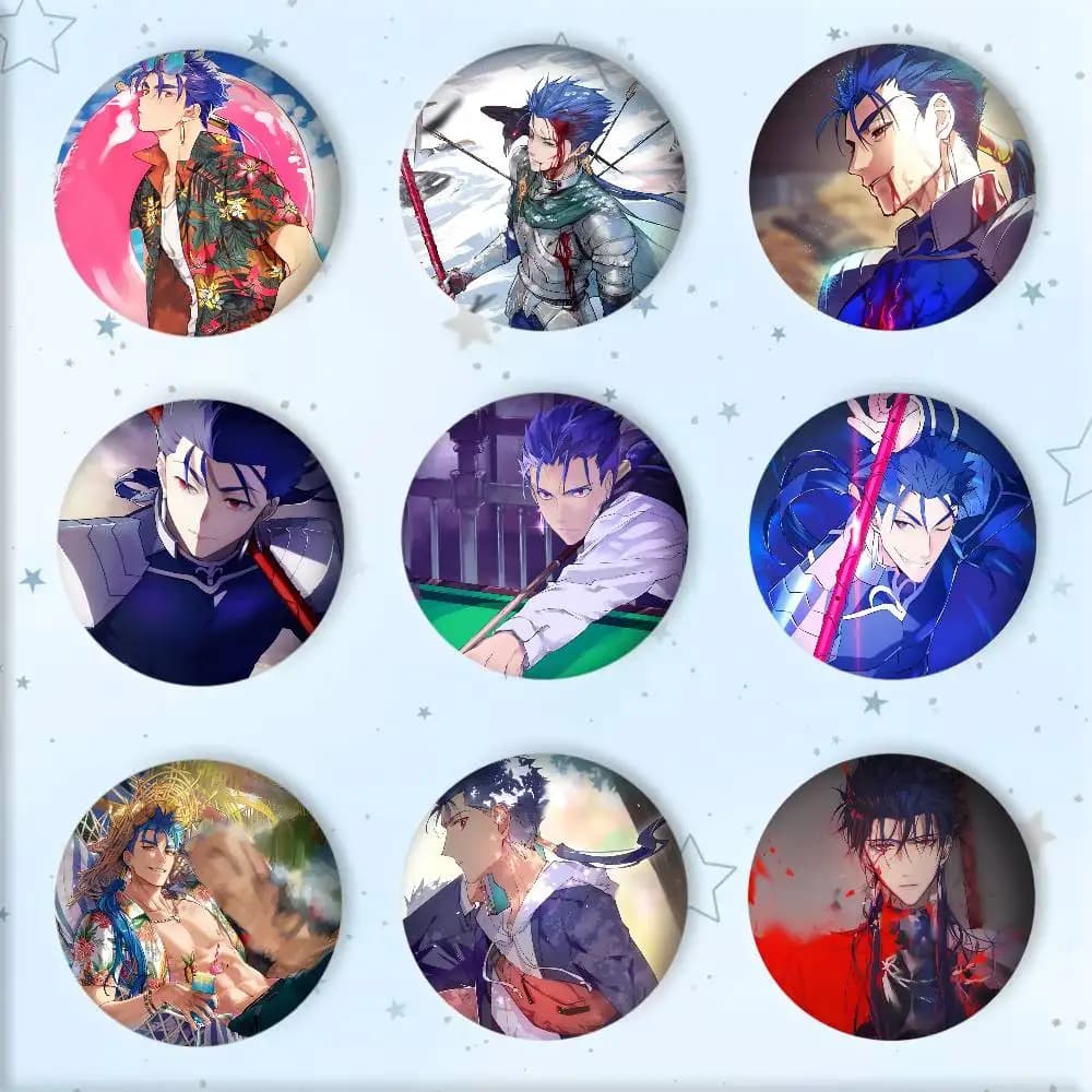 Spilla Rotonda in Latta Laserizzata Anime Game F-Fate Cool Lancer Manga, Accessorio per Abiti e Zaini