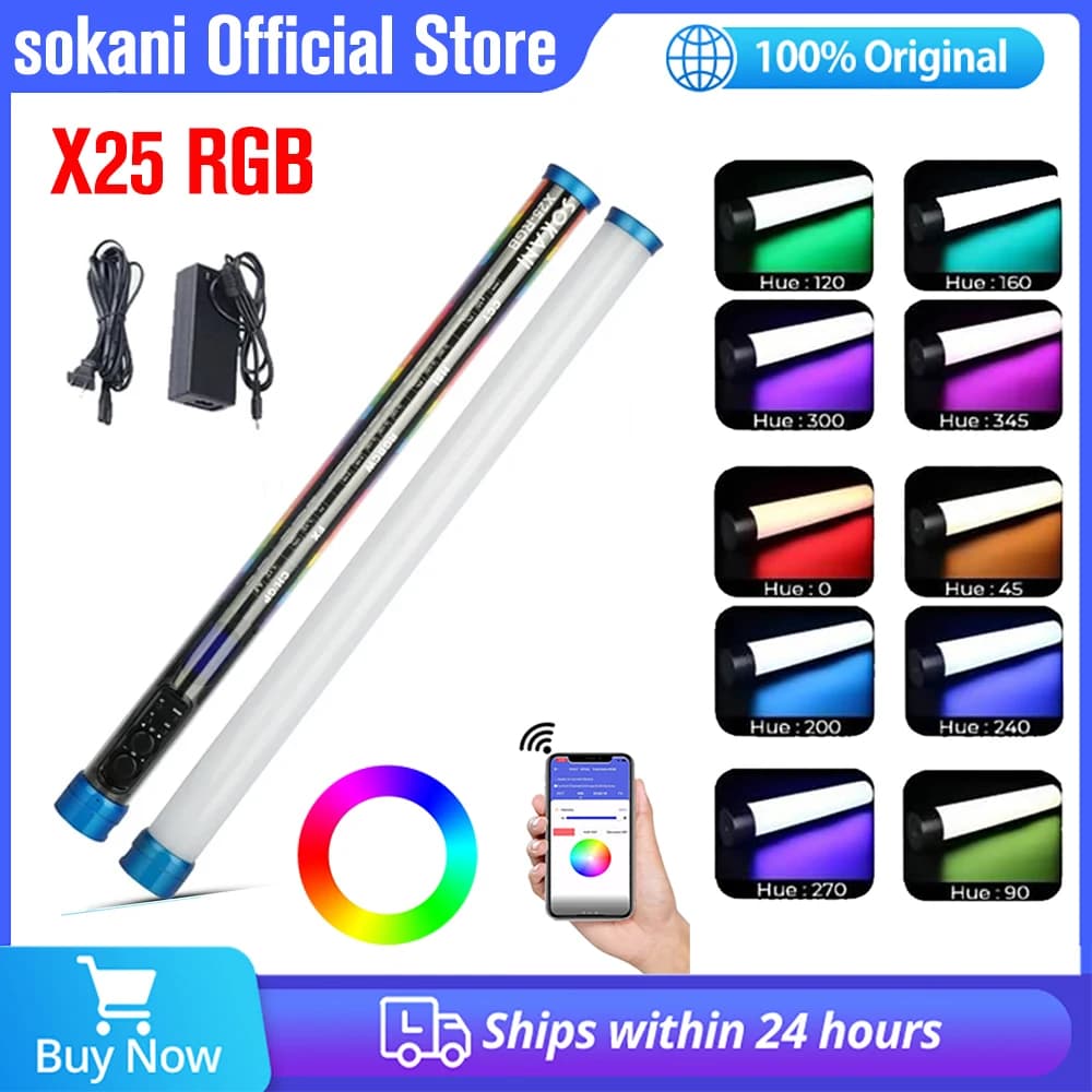 Sokani X25 RGB LED Video Light Bi-Color Wand Stick for Video Photography Painting YouTube Studio Photo Filmmaker