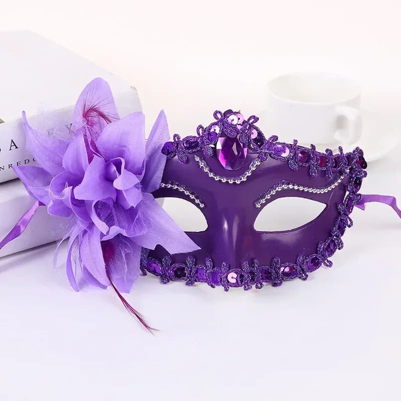 1 pezzo di maschera mezza faccia da principessa di Halloween, ballo in maschera, maschera di fiori di giglio, maschera da principessa sexy per feste