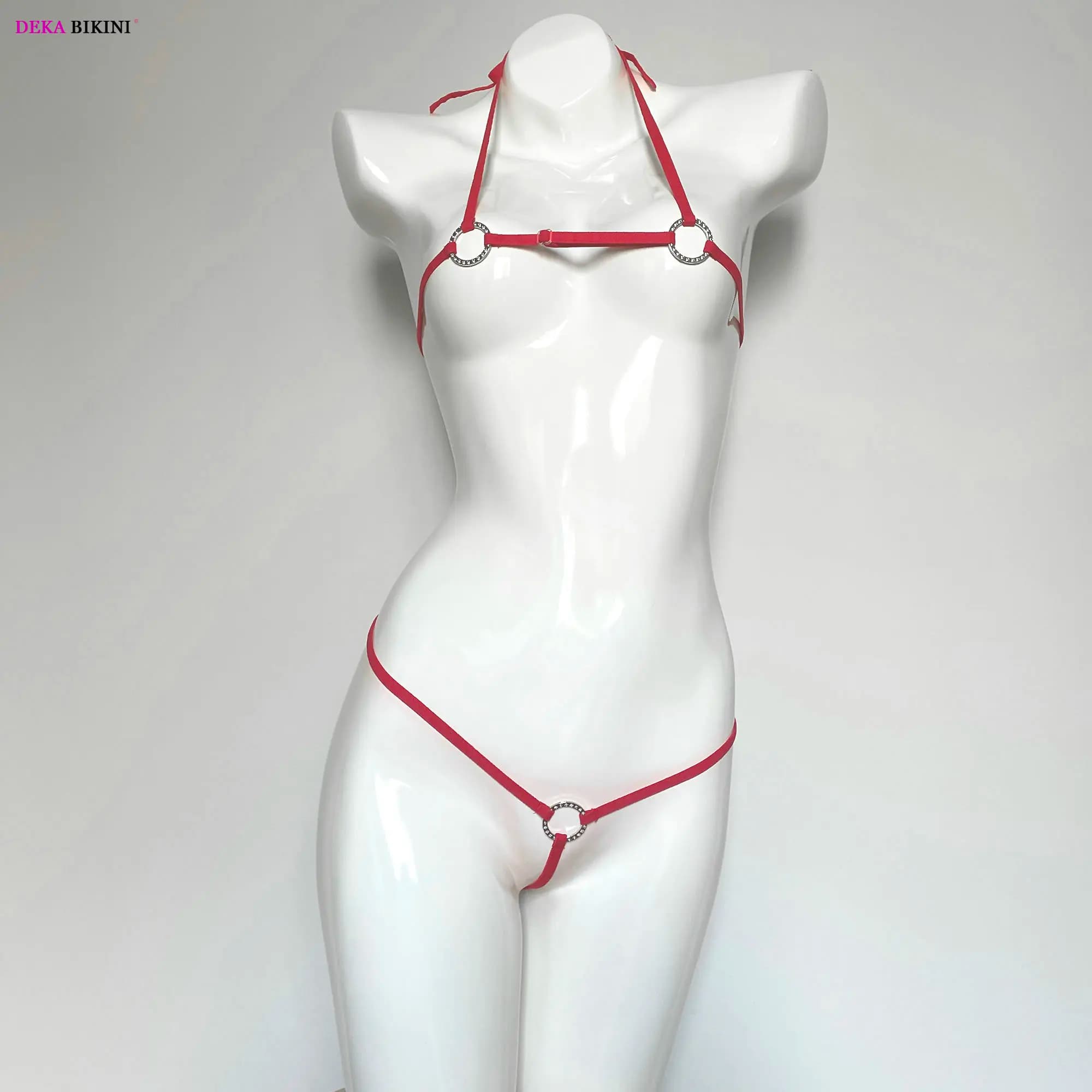 DEKA-Ring Mini Micro Metal bikini for open woman Crotchless exotic 2 pieces swimsuit wrapping swimsuit Beachwear Sunbath Lingerie