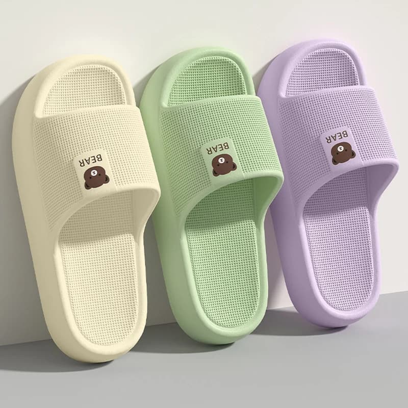 Ciabatte con plateau spesso a forma di orsetto, comode da donna, con suola morbida in EVA antiscivolo, per casa e esterno, ciabatte Cloud da donna, scarpe per coppia