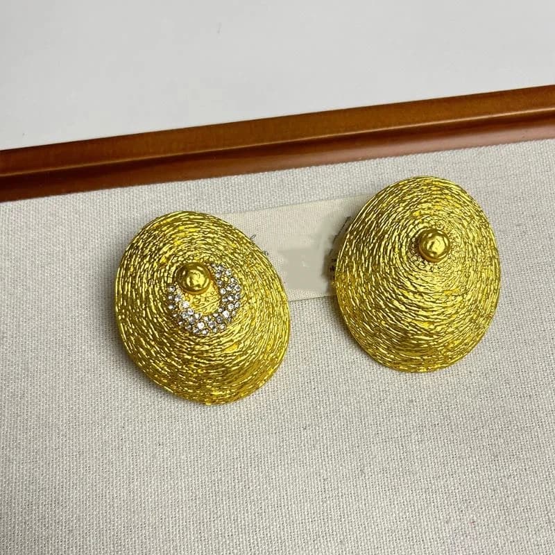 Retro Baroque Style Metal Oval Shaped Dangle Earrings Ring For Women Fashion Jewelry Gift Accessories