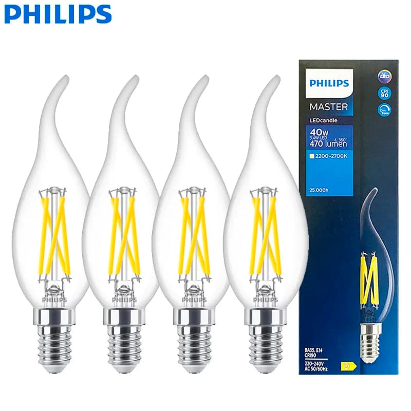 Philips Master LED Candela E14 Lampade a filamento 3,4 W = 40 W) BA35 Lampadine classiche 220-240 V DimTone Dimmerabile Luce decorativa bianca calda