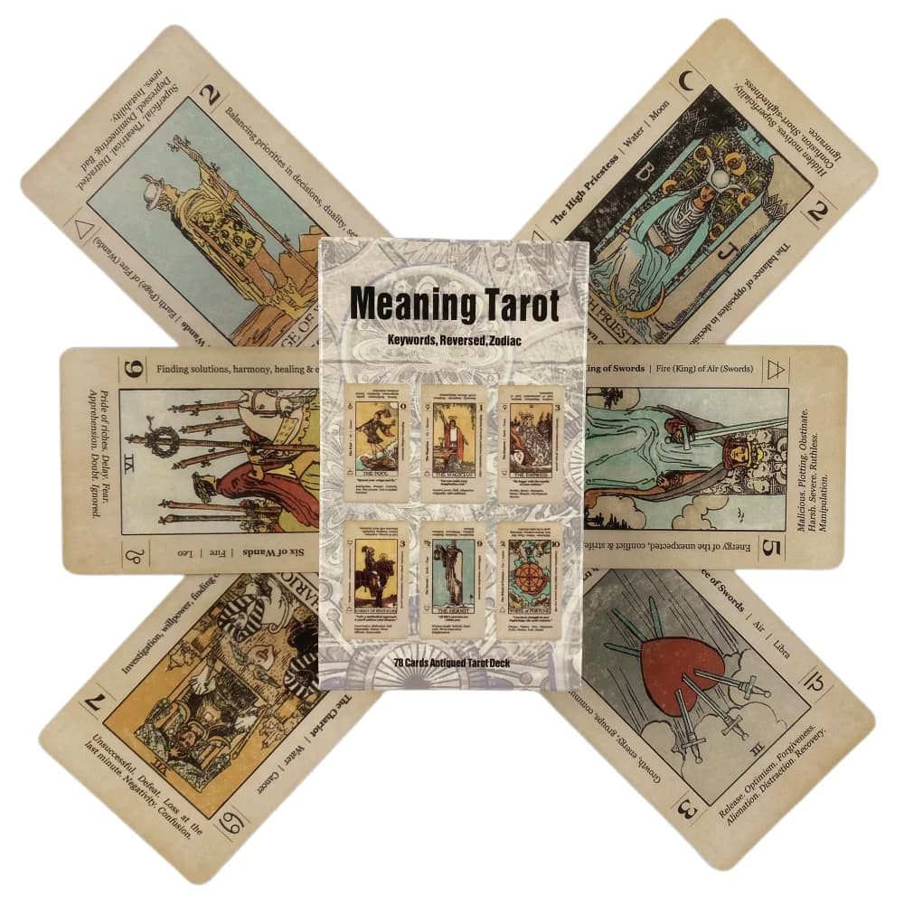 Carte dei Tarocchi con Significato, Mazzo per Principianti con Chiavi Chiave, Stile Antico, 78 Carte Invertibili