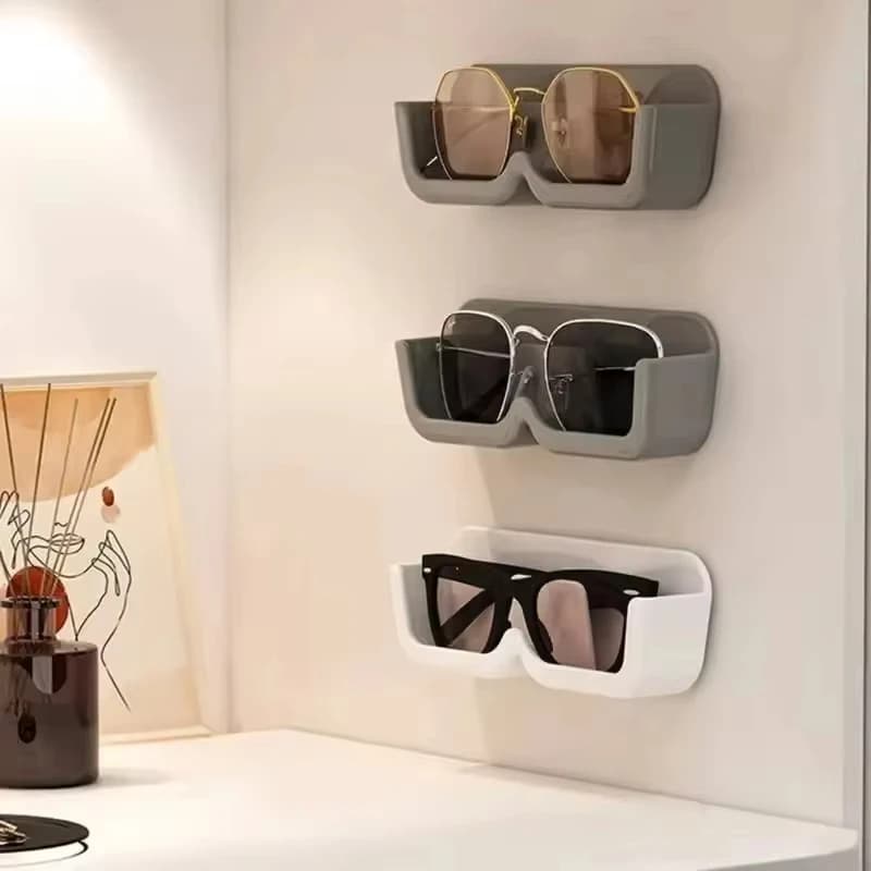 1/2/3PCS Wall Mounted Glass Holder Self-adhesive Glass Showcase without punching Glass Holder Box Sunglass Organizer