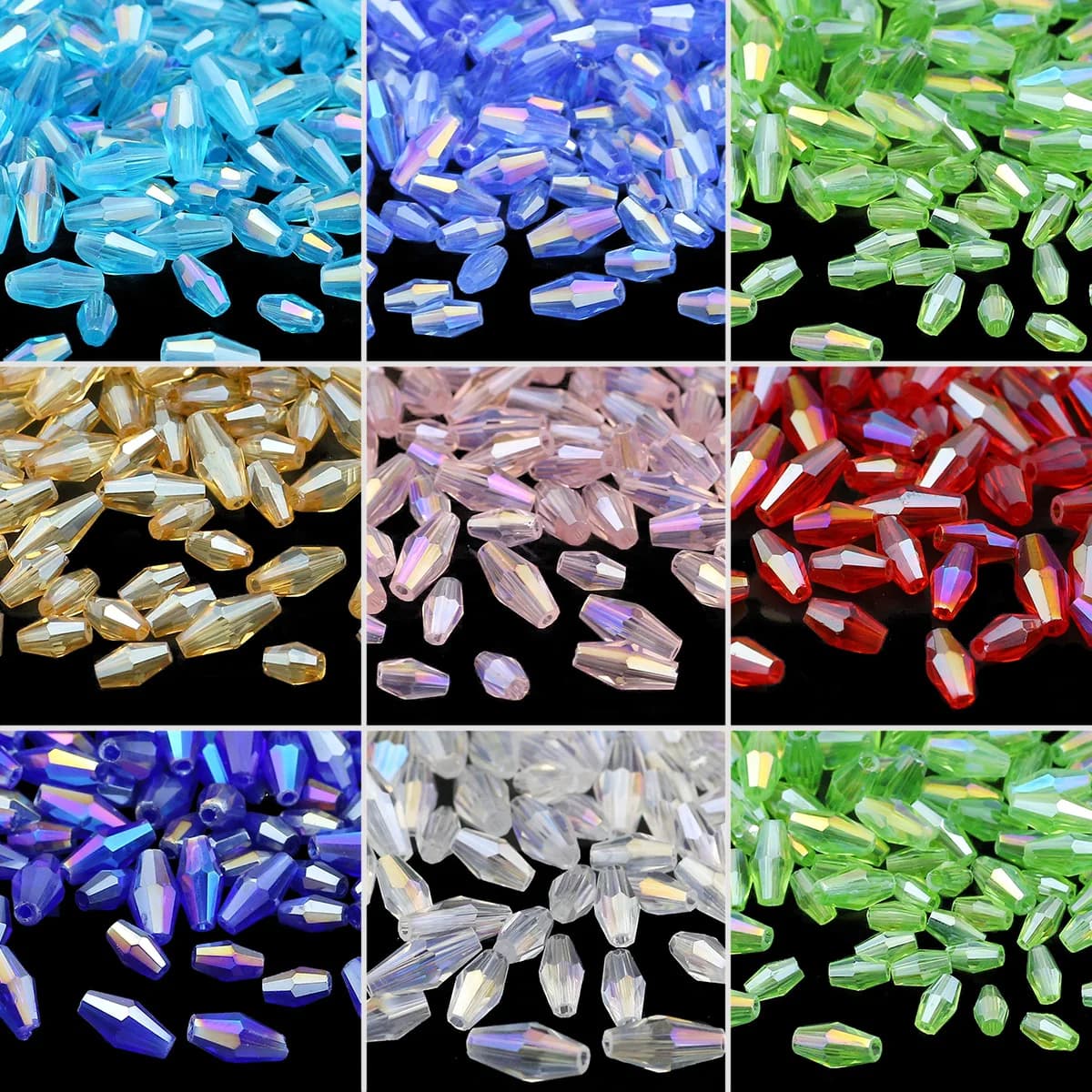 100/200pcs 6/8mm AB Color Long Bicone Faceted Austrian Crystal Spacers Loose Beads For Jewelry making DIY Bracelets Necklaces