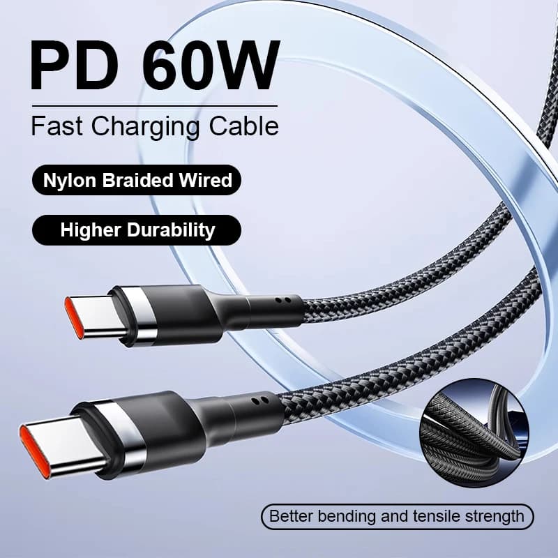 Per iPhone 17 USB Tipo C 60W PD Cavo di ricarica rapida USB C Caricatore rapido intrecciato cablato per iPhone 15 16 Pro Max Cavo dati Samsung