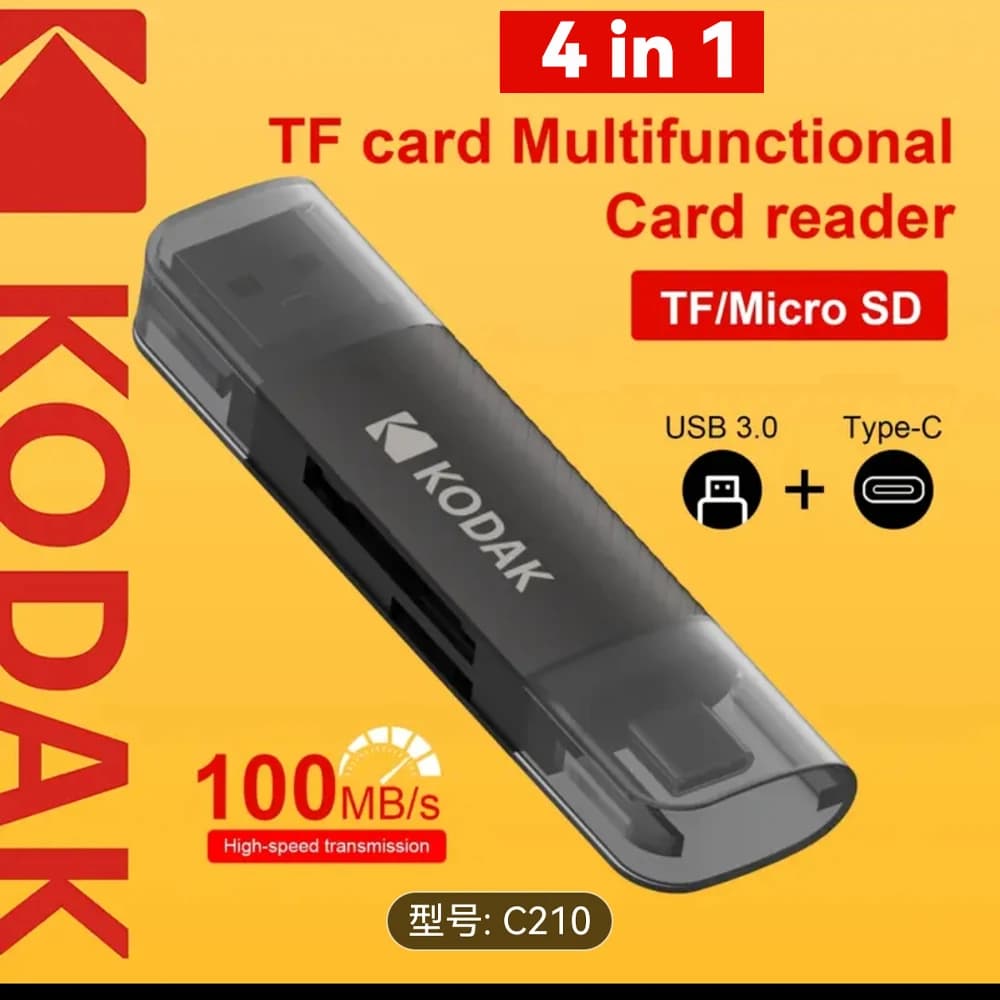 Lettore di schede Kodak 4 in 1 Lettore di schede Micro SD TF Adattatore USB Lettore di schede ad alta velocità Scheda di memoria TF Per accessori PC e laptop