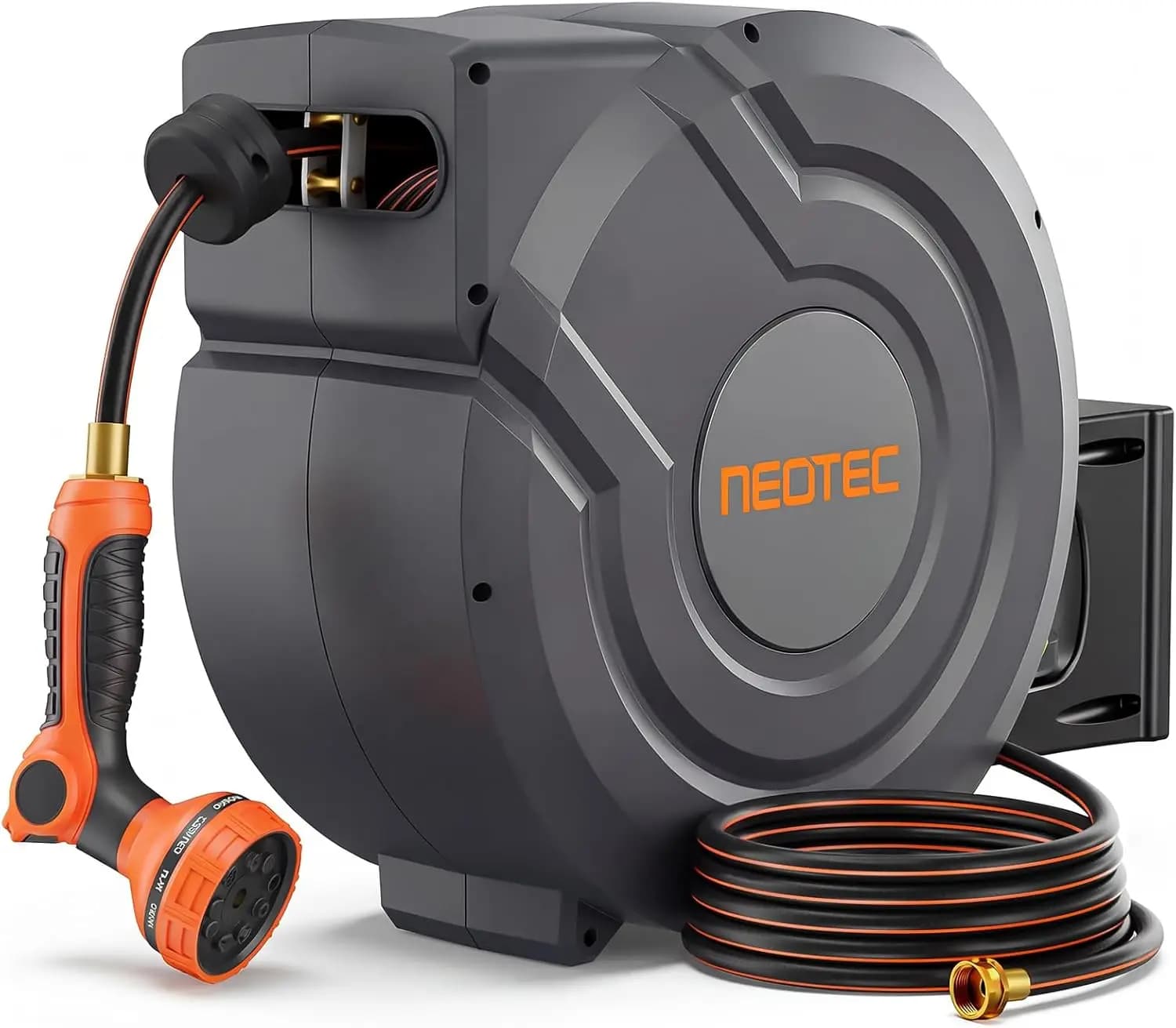 Avvolgitubo da Giardino Retrattile 27m con Ritorno Automatico Lento e 9 Ugelli, Montaggio a Parete, Resistente per Esterni