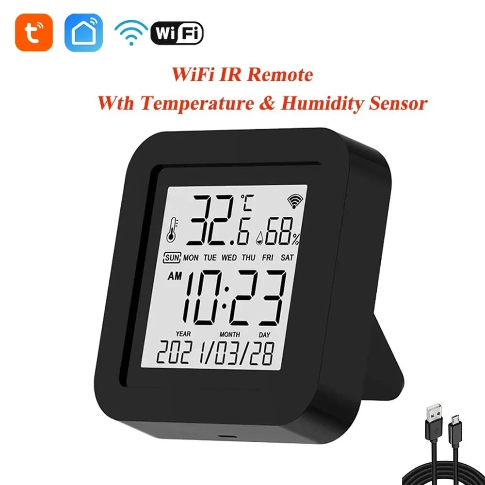 Sensore di temperatura e umidità Tuya Schermo LCD Wifi IR Camere per bambini Magazzino Monitor Tem interno Funziona con Alexa Google Home