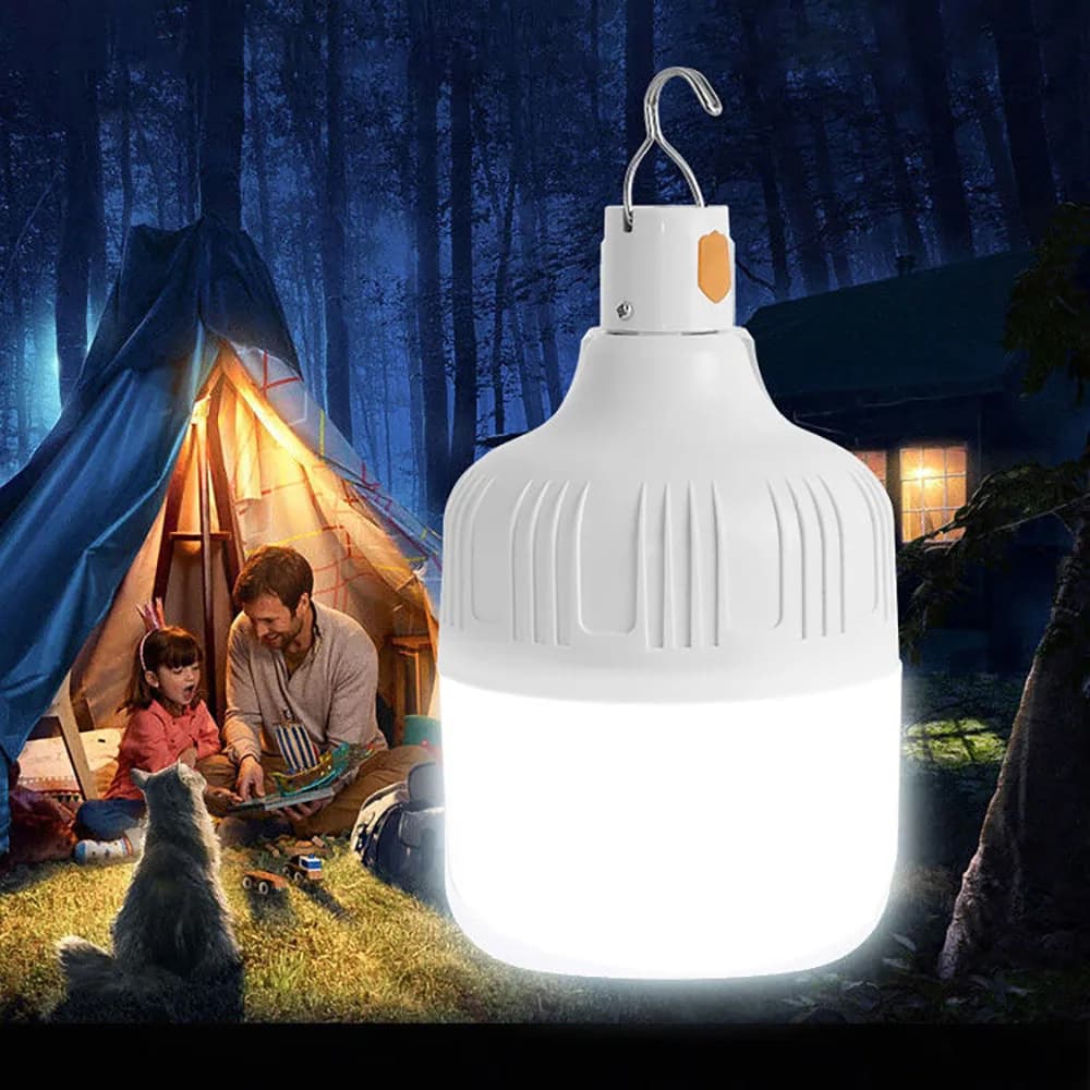 Luci da campeggio portatili Lampada ricaricabile Lanterna a luce LED Lampadina di emergenza Tende ad alta potenza Illuminazione Torcia elettrica Lampadina per attrezzature