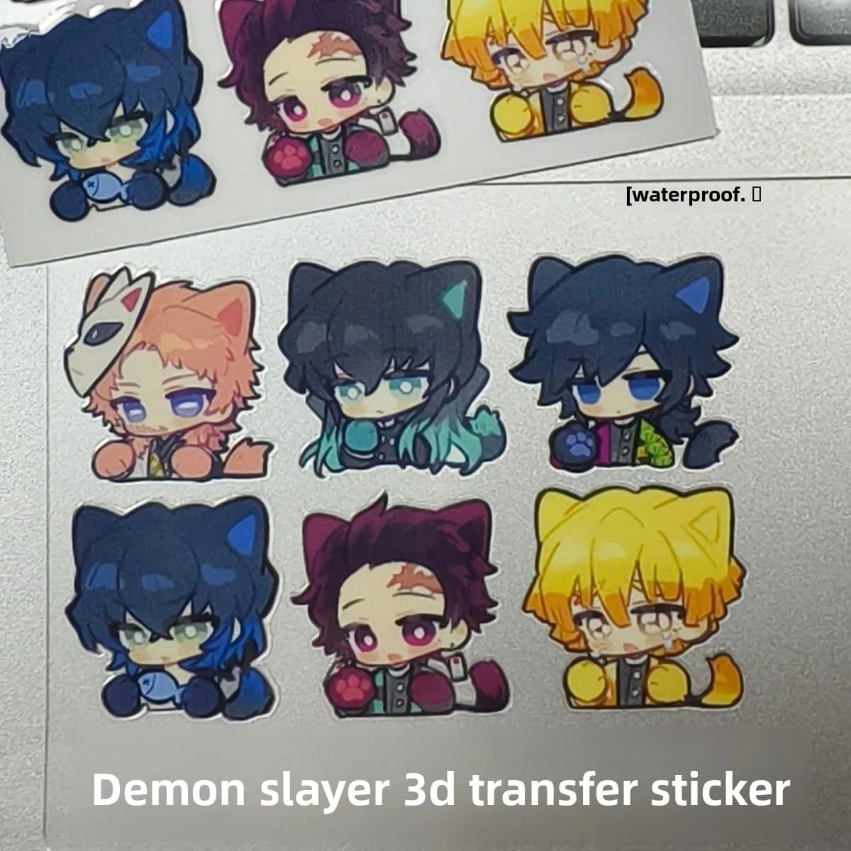 Demon Slayer Mini Sticker Merchandise Tanjiro Giyuu Cute 3D Waterproof Transfer Stickers for Decorating Tablets and Computers