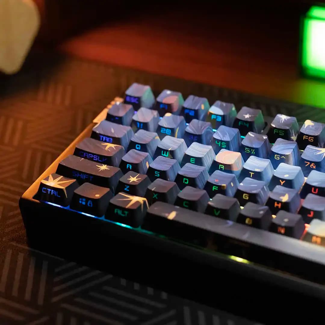Van Gogh Star Side inciso luce trasparente PBT Keycap profilo OEM compatibile 68/75/84/87/104 tastiera meccanica personalizzata