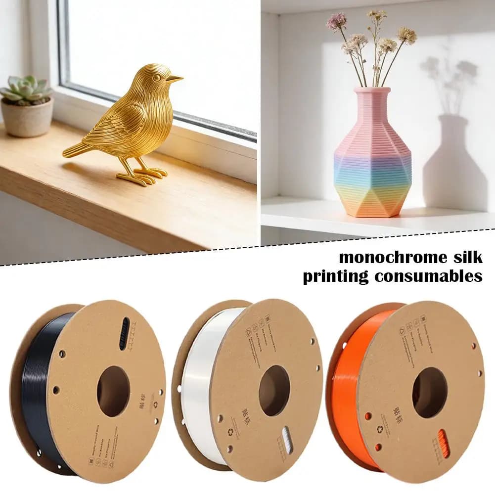 Filamento per Stampante 3D in PLA Seta da 1KG, 1.75mm, Precisione +/-0.02mm, Senza Bolle, Alta Resistenza per Stampanti FDM Bambu Lab e Creality