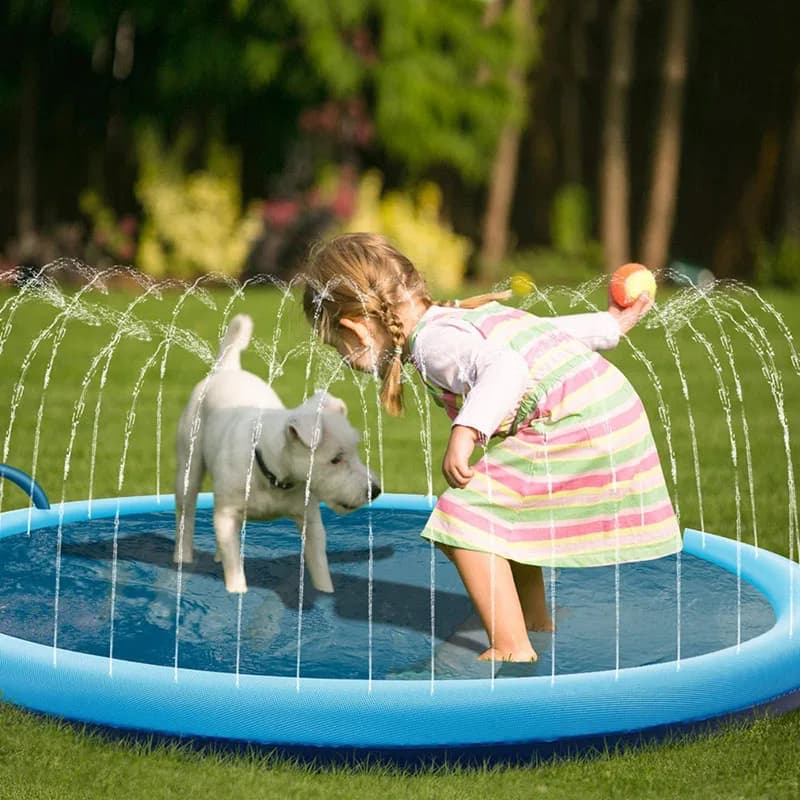 Tappetino spray per animali domestici in PVC, quadrato, per giochi d'acqua all'aperto, tappetino spray per animali domestici, tappetino per giochi d'acqua