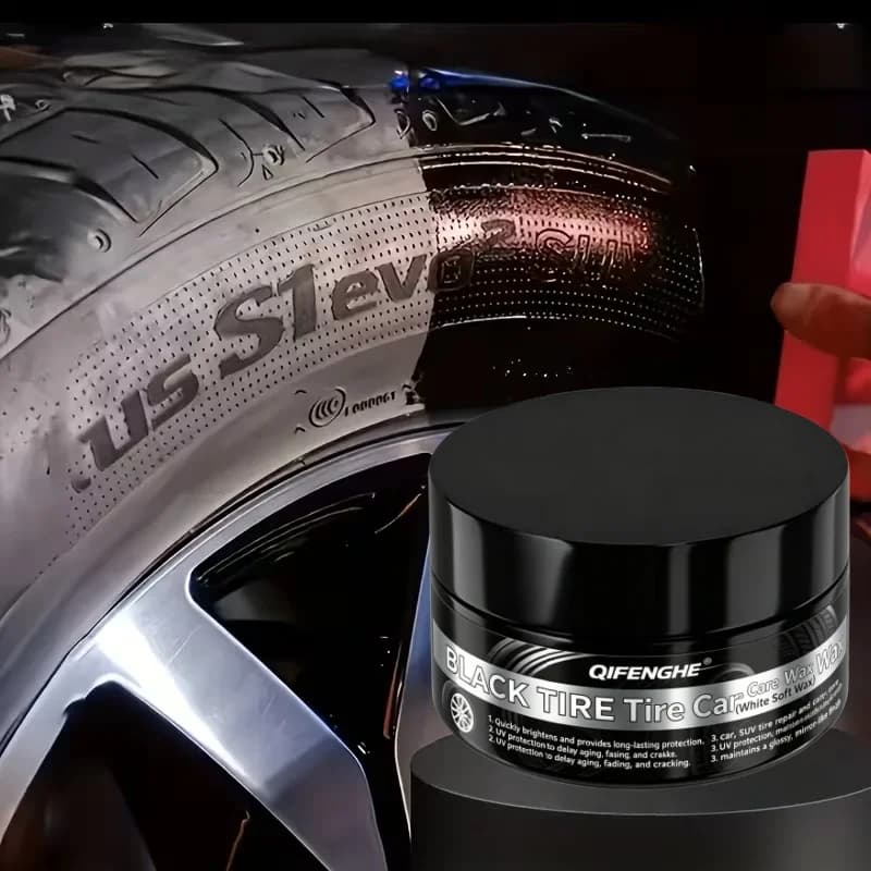 Cera Nera per la Cura degli Pneumatici, Lucidante e Restauratore per Pneumatici Auto per una Lucentezza Duratura e Protezione UV
