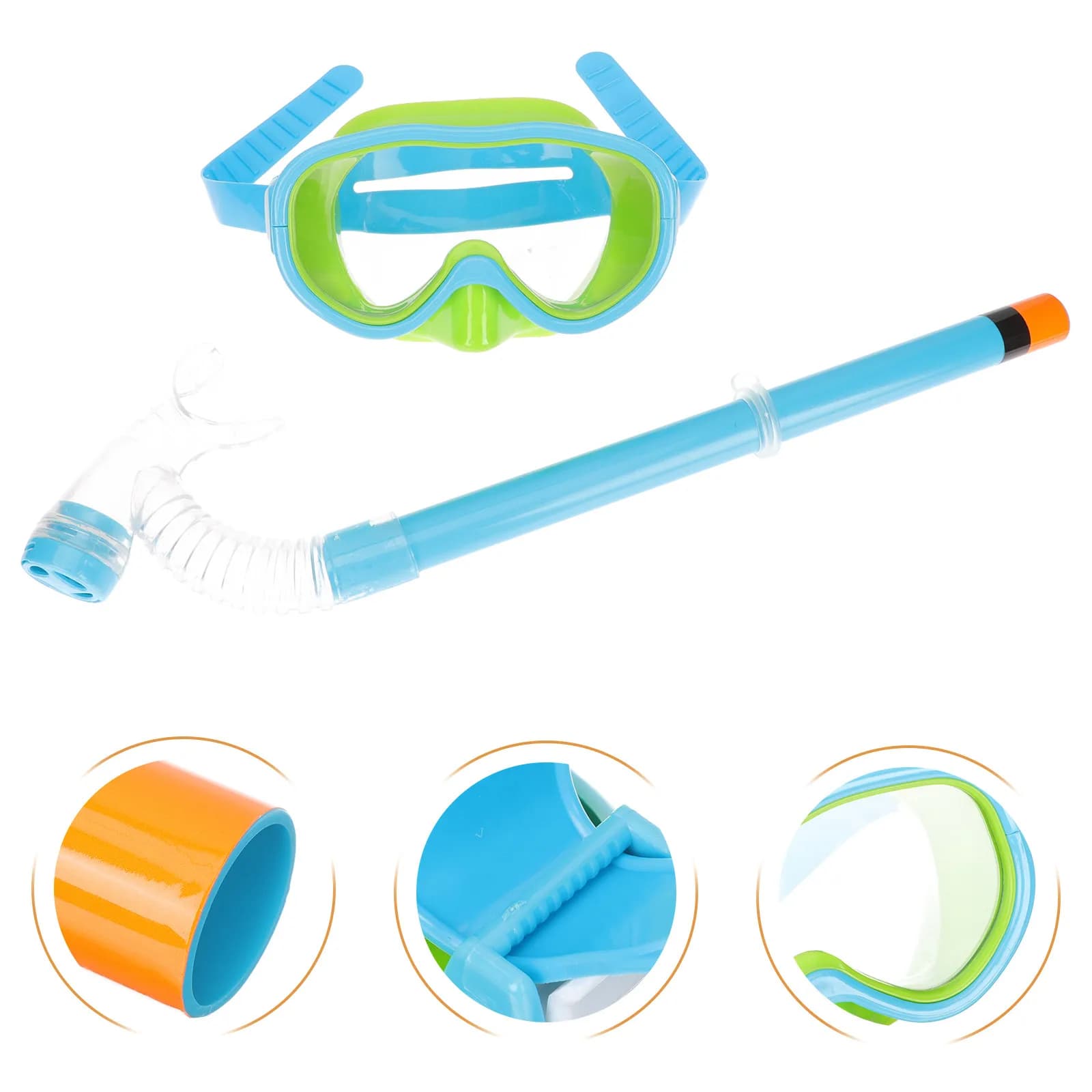 1Set Snorkeling Gear Set Premium Snorkel Mask with Clear Fog-Resistant Lens Adjustable Strap Soft Silicone Mouthpiece