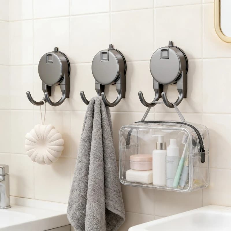 Gancio a ventosa multifunzionale senza foratura, doppio adesivo, per cucina e bagno, resistente, adatto a molteplici scenari