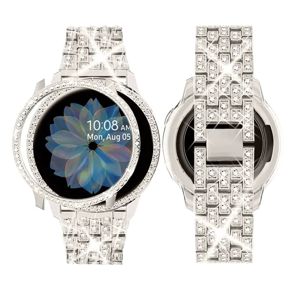 Cinturino con diamanti da 20 mm 22 mm per Samsung Galaxy Watch 7/FE/6/5/pro/4/Classic/Active 2 Bracciale in metallo Amazfit GTR 4/GTS 4/2/2e/3